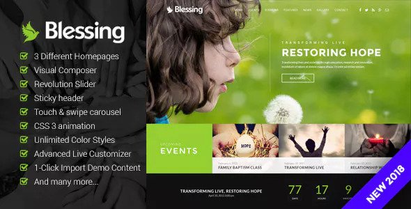 Download free Blessing v1.6.0 – Responsive Theme for Church Websites