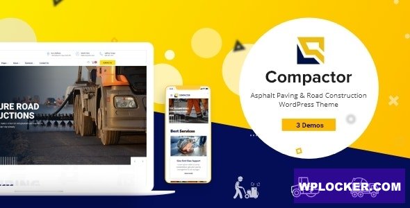 Download free Compactor v1.0.1 – Road Construction WordPress Theme