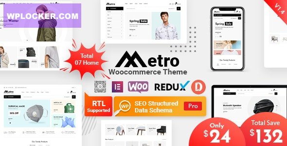 Download free Metro v1.4.4 – Minimal WooCommerce WordPress Theme