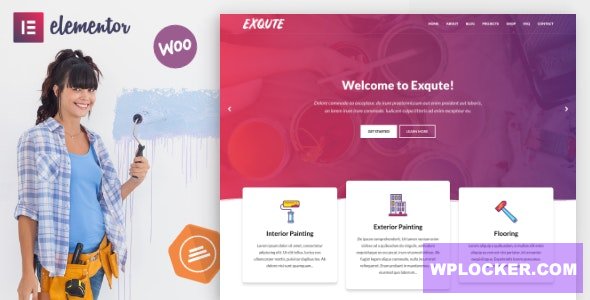 Download free Exqute v1.5 – Painting Company WordPress Theme