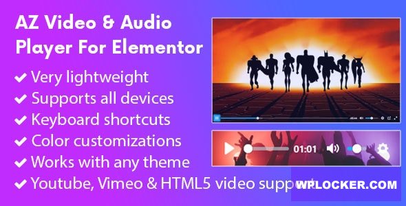 Download free AZ Video and Audio Player Addon for Elementor v1.0.8