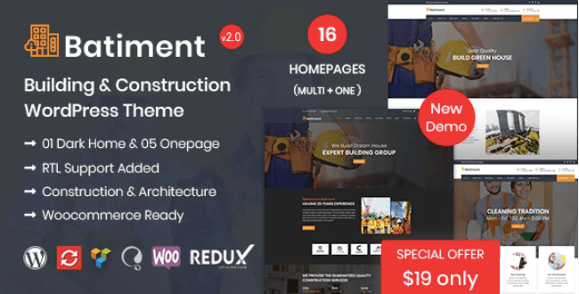 Download free Batiment v1.9 – A Construction and Building WordPress Theme