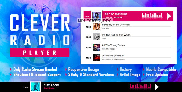 CLEVER v1.6.2 – HTML5 Radio Player With History – Shoutcast and Icecast – WordPress Plugin