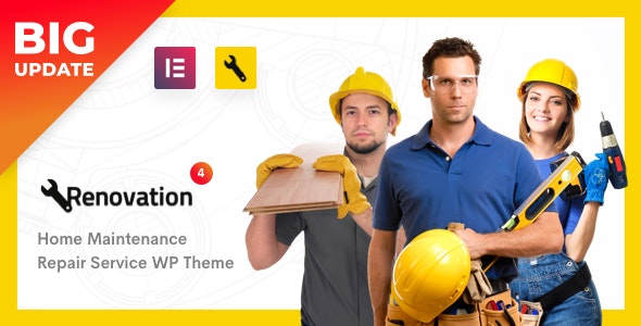 Download free Renovation v4.1.5 – Repair Service, Home Maintenance Elementor WP Theme