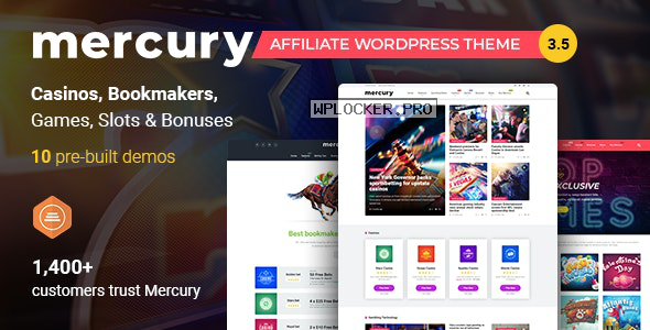 Mercury v3.5.1 – Gambling & Casino Affiliate WordPress Theme. News & Reviews