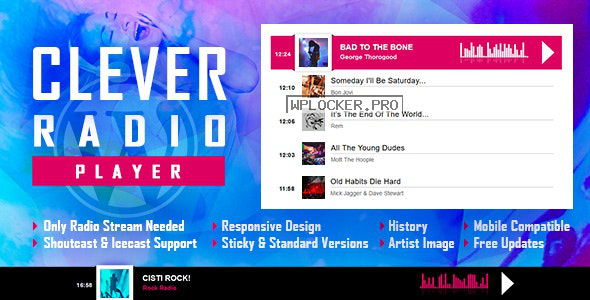 CLEVER v1.7.0 – HTML5 Radio Player With History – Shoutcast and Icecast – WordPress Plugin