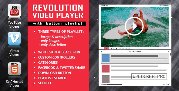 Revolution Video Player With Bottom Playlist v2.1 – YouTube/Vimeo/Self-Hosted Support