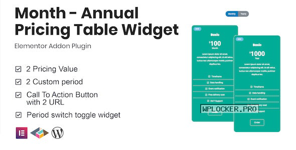 Month v1.0.0 – Annual Pricing Table Widget For Elementor
