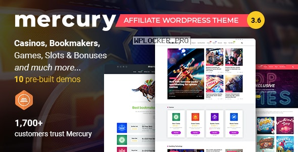 Mercury v3.6.1 – Gambling & Casino Affiliate WordPress Theme. News & Reviews