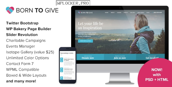 Born To Give v2.7 – Charity Crowdfunding Responsive WordPress Theme