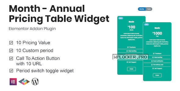 Month v1.2.0 – Annual Pricing Table Widget For Elementor