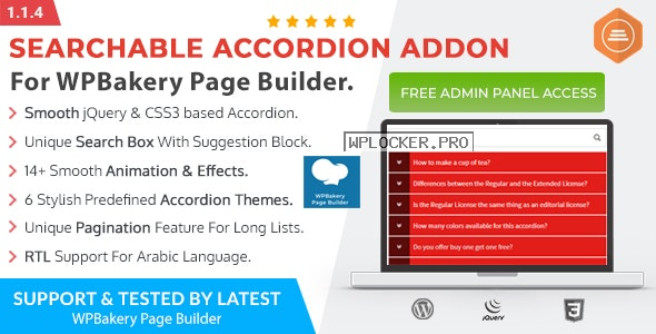 Ultimate Searchable Accordion v1.1.4 – WPBakery Page Builder Addon