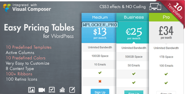 Easy Pricing Tables v2.4 – WordPress Plugin