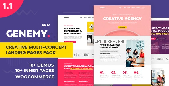 Genemy v1.6.6 – Creative Multi Concept Landing Pages Pack With Page Builder