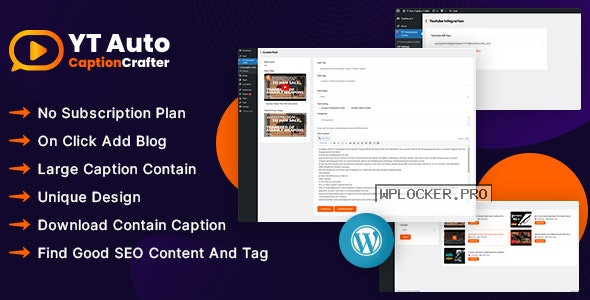 YT Auto Caption Crafter v1.0.1 – Video Content Generator WordPress Plugin