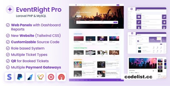 EventRight Pro v1.11.0 – Ticket Sales and Event Booking & Management System with Website & Web Panels (SaaS) – nulled