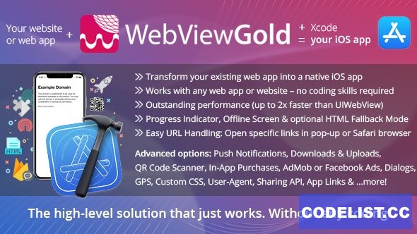 WebViewGold for iOS v13.0 – WebView URL/HTML to iOS app + Push, URL Handling, APIs & much more! – nulled