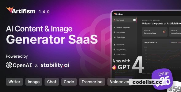 Artifism v1.4.0 – AI Content & Image Generator SaaS – nulled