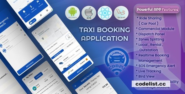 Cab2u v1.4 – Taxi Solution Android & IOS + Admin Panel + Dispatch Panel