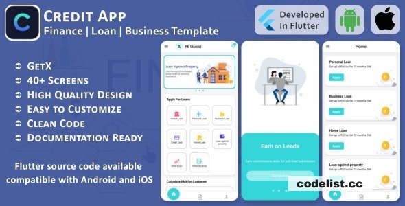 Credit App v1.1 – Finance, Loan, Business – Flutter Mobile UI Template/Kit (Android, iOS)