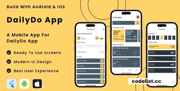 DailyDo App v1.0 – Online Daily Task Manager App Flutter | Android | iOS Mobile App Template