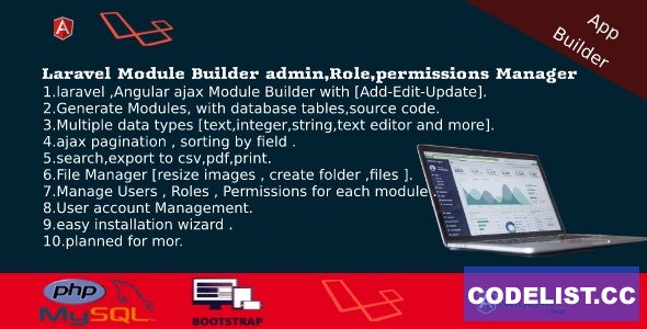 Dashboard Builder v4.1 – CRUD, Users, Roles, Permission, Files Manager, Invoices