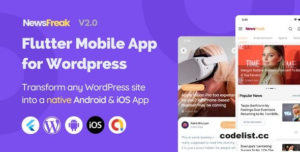 Newsfreak v2.0.5 – Flutter Mobile App for WordPress