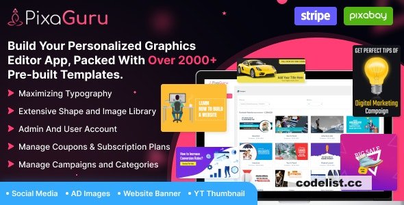 PixaGuru v1.9 – SAAS Platform to Create Graphics, Images, Social Media Posts, Ads, Banners, & Stories