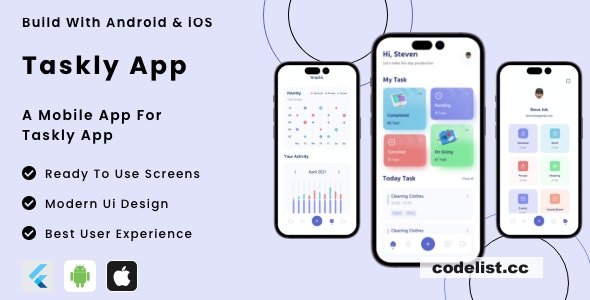 Taskly App v1.0 – Flutter Mobile App Template