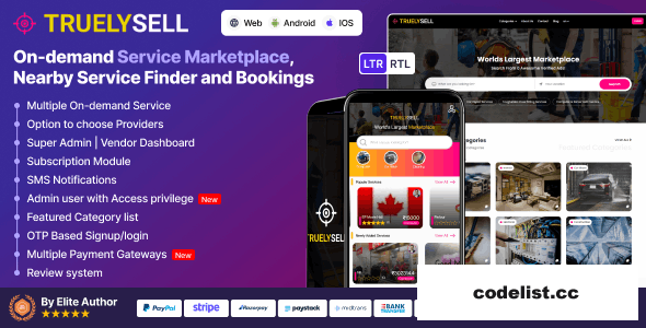 TruelySell v2.3.2 – Multi Vendor Online Service Booking Marketplace – nulled