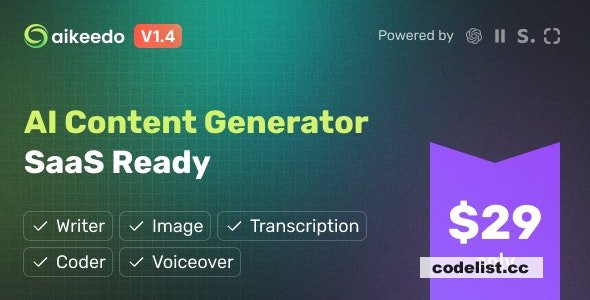 Aikeedo v1.4 – AI Content Generator Platform – SaaS Ready – OpenAI – nulled
