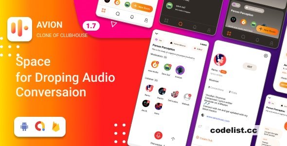 Avion v1.7 – Social Audio App Clone of Clubhouse social networking app with admob
