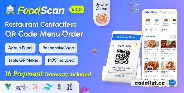FoodScan v1.0 – Qr Code Restaurant Menu Maker and Contactless Table Ordering System with Restaurant POS