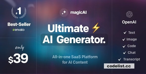 MagicAI v3.2 – OpenAI Content, Text, Image, Chat, Code Generator as SaaS – nulled