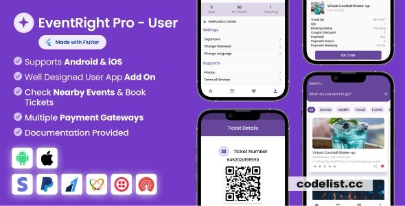 User App for EventRight Pro Event Ticket Booking System v1.4.0