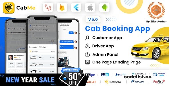 CabME v5.0 – Flutter Complete Taxi app – Taxi Booking Solution