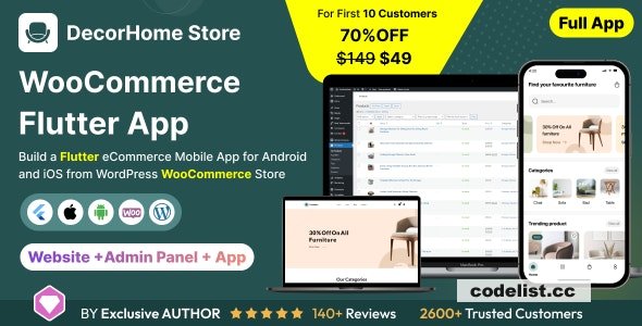 DecorHome App v1.0 – Online Furniture Selling in Flutter 3.x (Android, iOS) with WooCommerce Full App