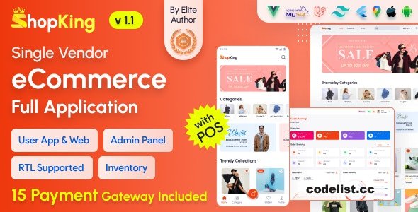 ShopKing v1.1 – eCommerce App with Laravel Website & Admin Panel with POS – nulled
