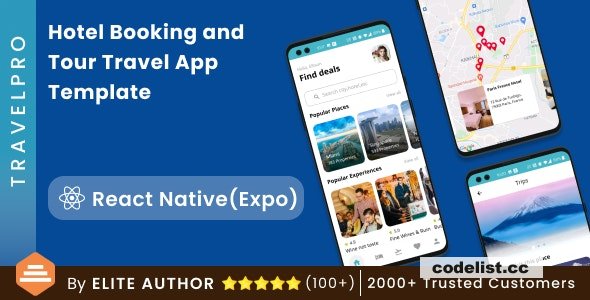 TravelPro v3.0 – React Native Hotel Booking and Tour Travel App Template