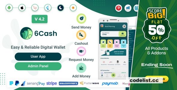 6Cash v4.2 – Digital Wallet Mobile App with Laravel Admin Panel – nulled