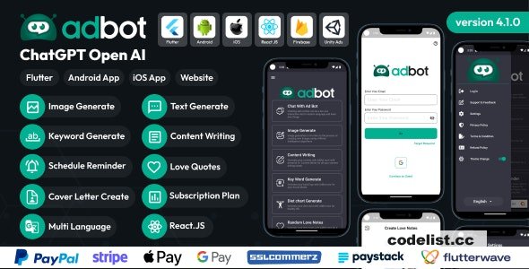 AdBot v4.1.0 – ChatGPT Open AI Android and iOS App