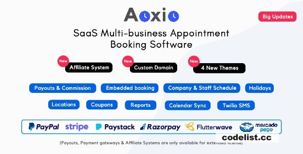 Aoxio v2.2 – SaaS Multi-Business Service Booking Software – nulled