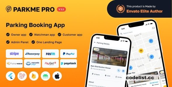 ParkMePRO v1.1 – Flutter Complete Car Parking App with Owner and WatchMan app