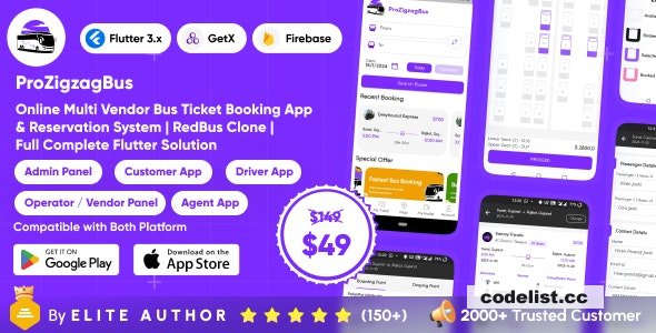 ProZigzagBus v1.1 – Online Multi Vendor Bus Ticket Booking App & Reservation System Flutter Solution