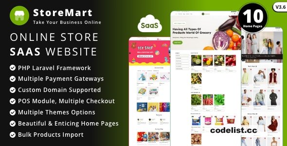 StoreMart SaaS v3.6 – Online Product Selling Business Website Builder – nulled